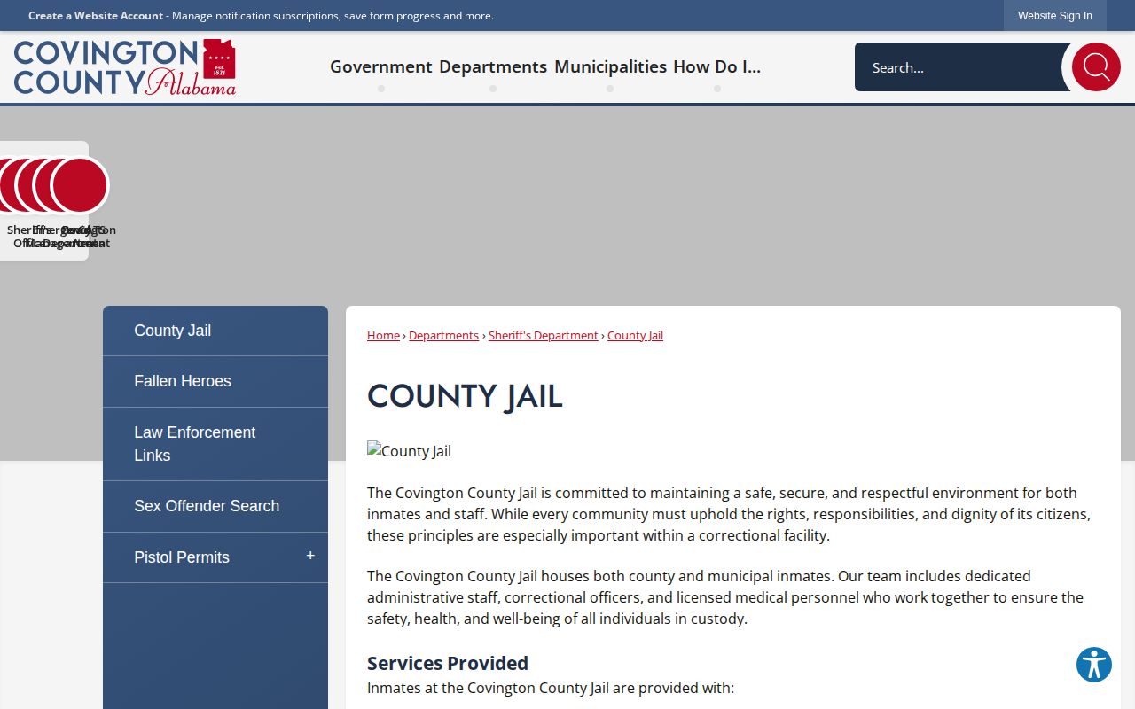 Covington County Jail official booking and custody information