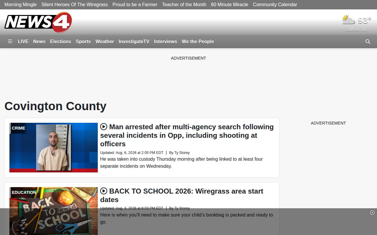 WTVY Covington County crime news and arrest coverage